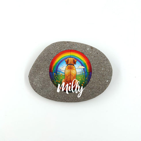 Rainbow Labrador Yellow Personalised Pebble